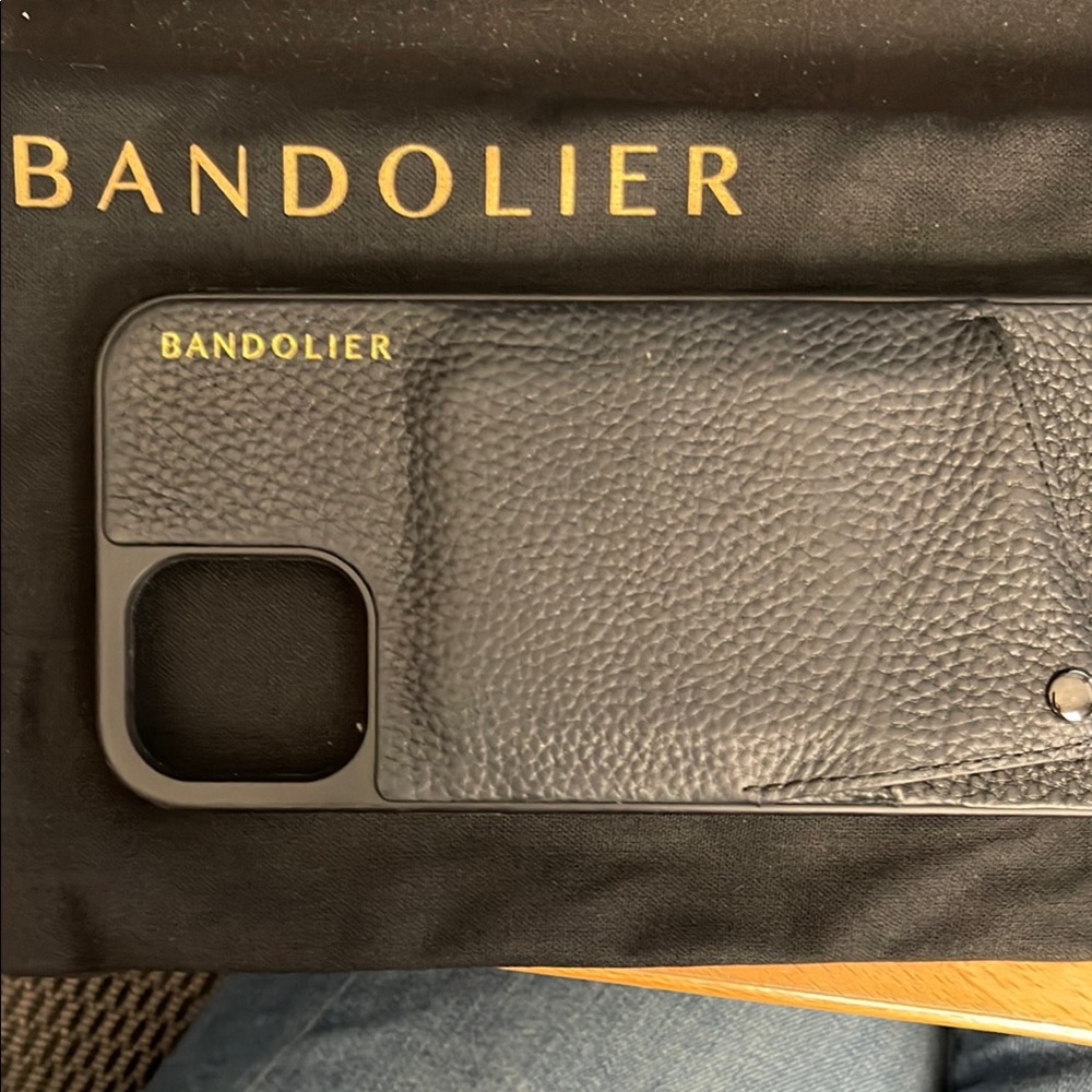 Bandolier Black Pebbled Leather Phone Case. IPHONE 12 PRO-MAX
